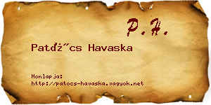 Patócs Havaska névjegykártya