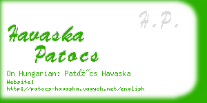 havaska patocs business card